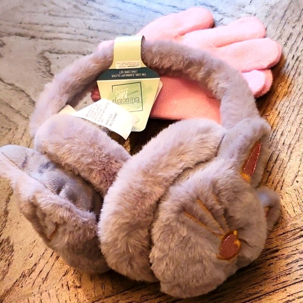 Ear warmer headband with mitten kitty NWT